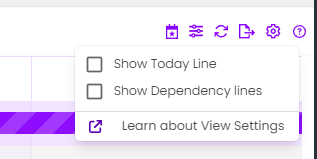 Screenshot of view settings menu